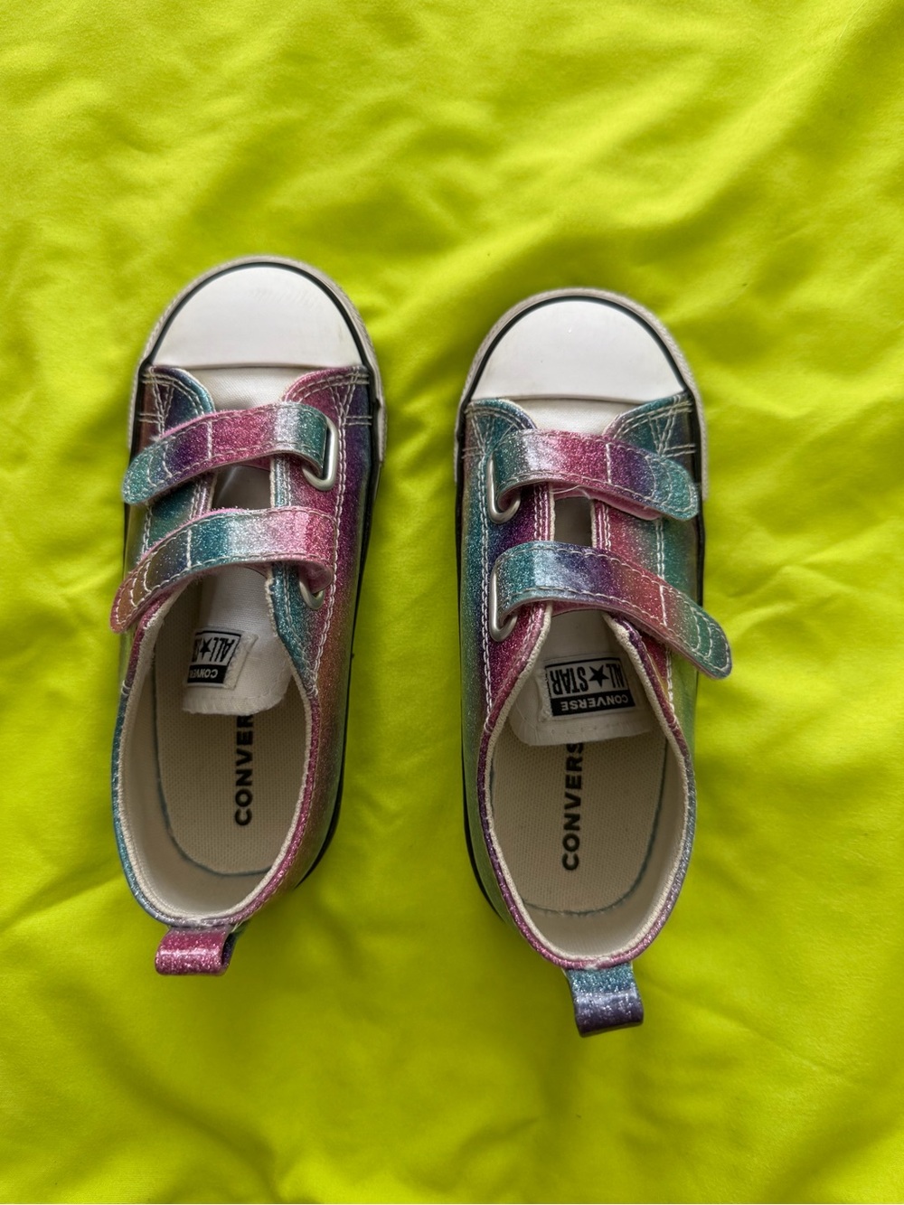 Converse Kids Glitter Rainbow Velcro Sneakers - Pink, Blue, Green, Purple